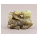 Chinese White & Green Jade Carved Sculpture