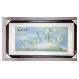 Chinese Framed Embroidery on Silk Birds