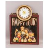 Vintage Wooden HAPPY HOUR Kitchen Wall Clock