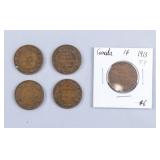 1913-19 Canada 1 Cent Coins 5pc