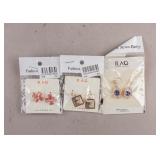 Gold-plated & Gemstones Earrings 3 Pairs