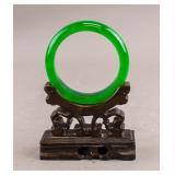 Chinese Rich Green Hardstone Carved Bangle