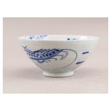 Chinese Blue & White Porcelain Dragon Bowl