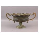 Vintage Indian Cast Iron Carved Serving Bowl