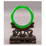 Chinese Green Jade Carved Bangle