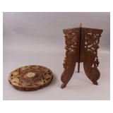 Chinese Hand-carved Wooden Tripod Side Table