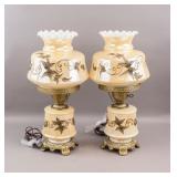 Vintage Hurricane-style Table Lamps 2pc
