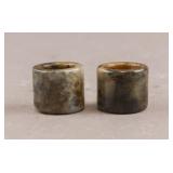 Chinese Old Jade Carved Archers Rings 2pc