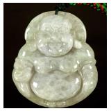 Chinese White Jadeite Carved Buddha Pendant