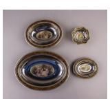 Vintage Porcelain & Metal Decorative Plates 4pc
