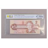 1986 Canada $2 Banknote Special # 67PPQ PCGS