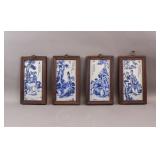 Chinese Blue & White Porcelain Plaques 4pc