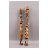 African Hand-carved Wood Sculptures 2pc