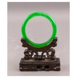 Chinese Green Jade Carved Bangle