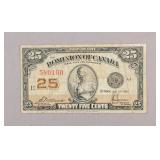 1923 Dominion of Canada 25 Cents Banknote