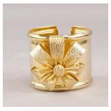 Vintage Gold-Plated Ribbon Bow Cuff Bracelet