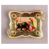 Spanish Gilt Metal Painted Bullfighter Ashtray