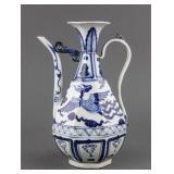 Chinese Yuan Style Blue & White Porcelain Ewer