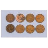 1942 -  1957 Australia Penny Coins 8pc