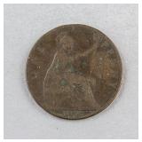 1896 United Kingdom One Penny Victoria Coin