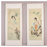 Chinese Watercolor on Paper Signed w/ Seals 2pc