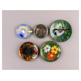 Metal Plates Painted Flower, Birds and Fish 5pc
