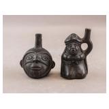 Colombian Pottery Carved Sculptures 2pc