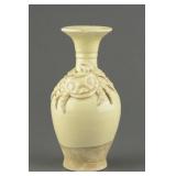 Chinese Song Style White Pottery Carved Vase