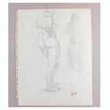 American Pencil on Paper Stamped Atelier Gagnon