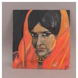 Israeli Oil on Board Signed M Middle East Woman