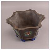 Chinese Zisha Floral Bonsai Pot