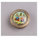 Vintage Mughal Empire Hand-painted Metal Round Box