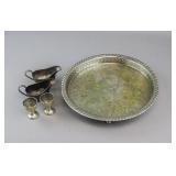 Vintage Silver-plated Tray, Creamers & Egg Cups