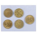 1970s - 90s Hong Kong 50 Cents Coins 5pc