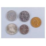 1967 - 80 Lot of 5 Assorted Coins