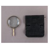 Vintage Gold-plated Magnifying Glass Leather Case