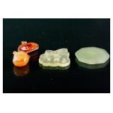 Chinese Agate & Hardstone Carved Pendants 4pc