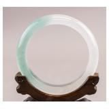 Chinese Green White Translucent Hardstone Bangle