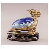 Chinese Fine Cloisonne Dragon Turtle on Stand