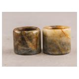 Chinese Old Jade Carved  Archers Rings 2pc