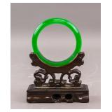 Chinese Fine Green Jade Carved Bangle