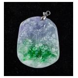 Chinese Vintage Jade Carved Landscape Pendant