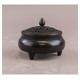 Chinese Bronze Triple Legs Dragon Censor Xuande MK