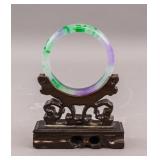 Chinese Multi Color Jade Carved Bangle
