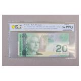 2004 Canada $20 Banknote Radar GEM UNC 66 PPQ PCGS