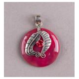 Silver-plated Red Agate Carved Pendant