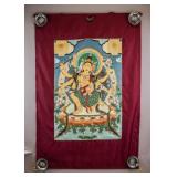 Tibetan Embroidery on Silk Parnashavari Tangka