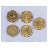 1970s - 90s Hong Kong 50 Cents Coins 5pc