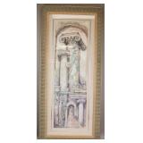 Framed Lithograph on Paper Architectural Design