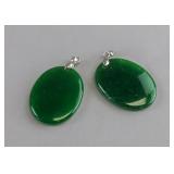 Chinese Green Hardstone Pendants 2pc